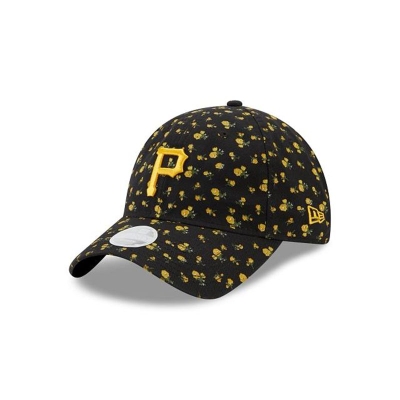 Black Pittsburgh Pirates Hat - New Era MLB Floral 9TWENTY Adjustable Caps USA7249531